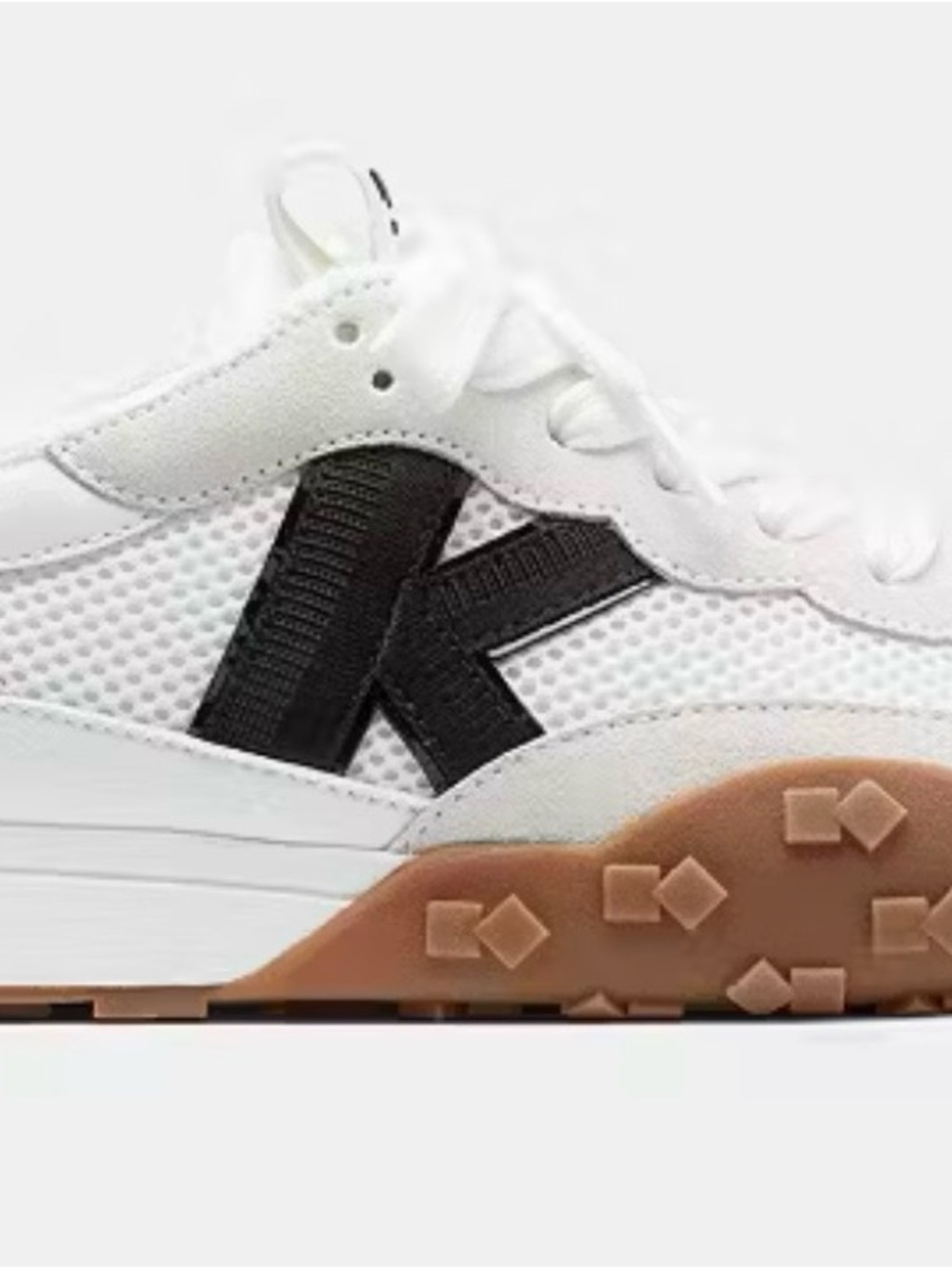 kate spade White and Black Mesh & Leather Sneakers with Gum Sole